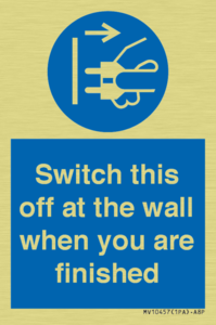 Switch this off at the wall when you are finished